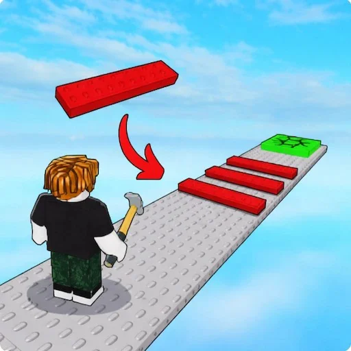 Build An Obby editor UI showcasing a wide variety of building blocks and hazards