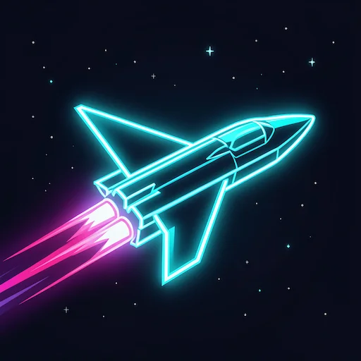 Master the neon chaos in Neon Blaster arcade shooter Neon Blaster intense action screen filled with breaking shapes and collected neon coins