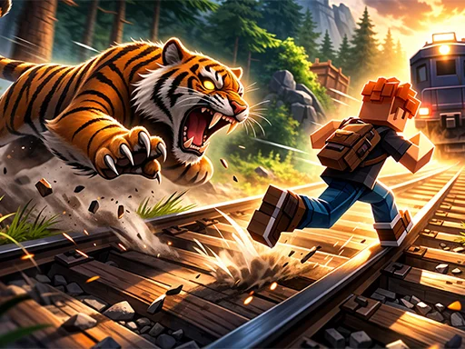 Stay ahead of the beast in Running From A Hungry Tiger Running From A Hungry Tiger high-speed pursuit with the hungry tiger closing in